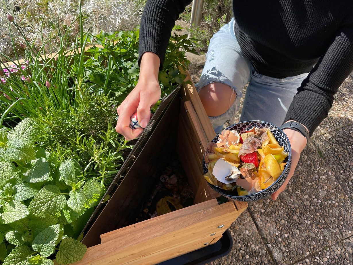 Carré potager composteur en bois et inox pour balcon – Image 5