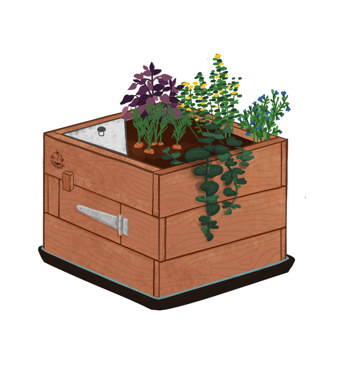 Carré potager composteur en bois et inox pour balcon – Image 3