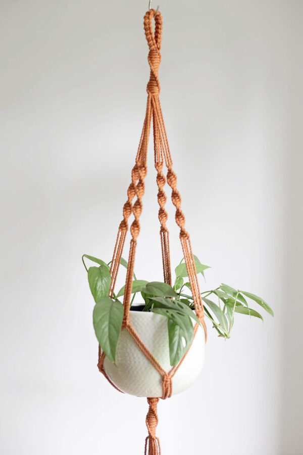 Suspension pour plantes en macramé - fait main en coton recyclé
