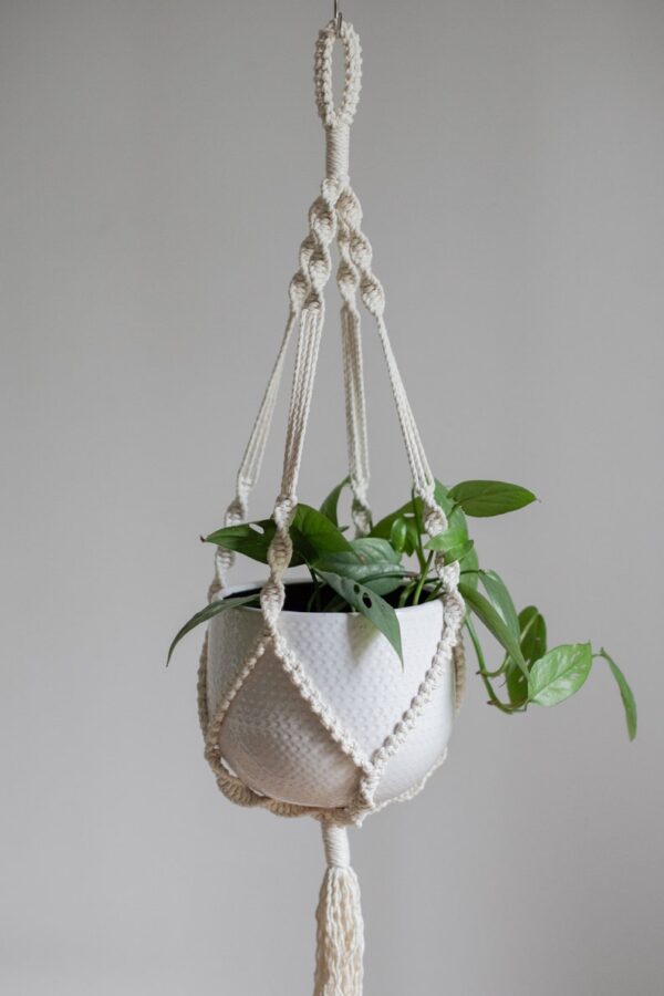 Suspension pour plantes en macramé, en coton recyclé pour pot max. 17cm – Image 2