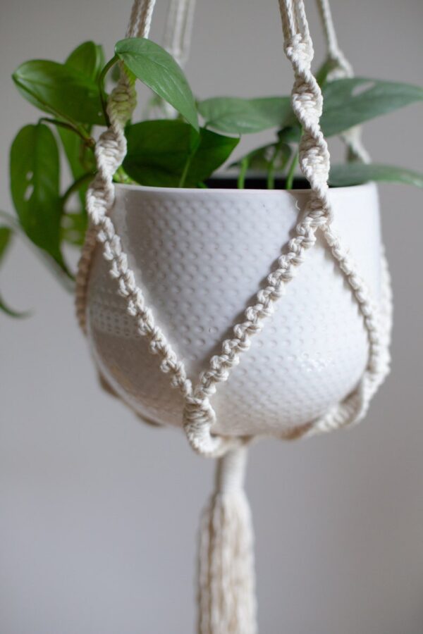 Suspension pour plantes en macramé, en coton recyclé pour pot max. 17cm – Image 3