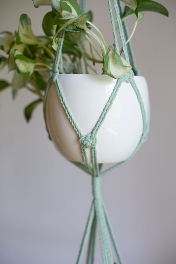 Double suspension pour plantes en macramé, pour pots max. 15cm – Image 3